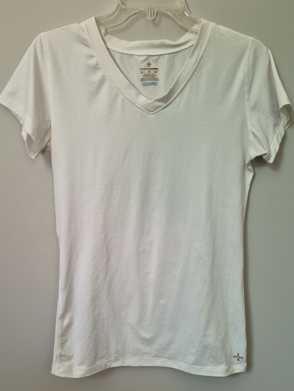 Tommie Copper Performance Compression Cool Copper Womens XL White V-Neck S/S Tee